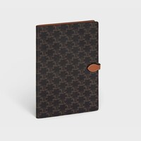 Large notebook cover in triomphe canvas and calfskin - TAN - STATIONERY - 2 | CELINE