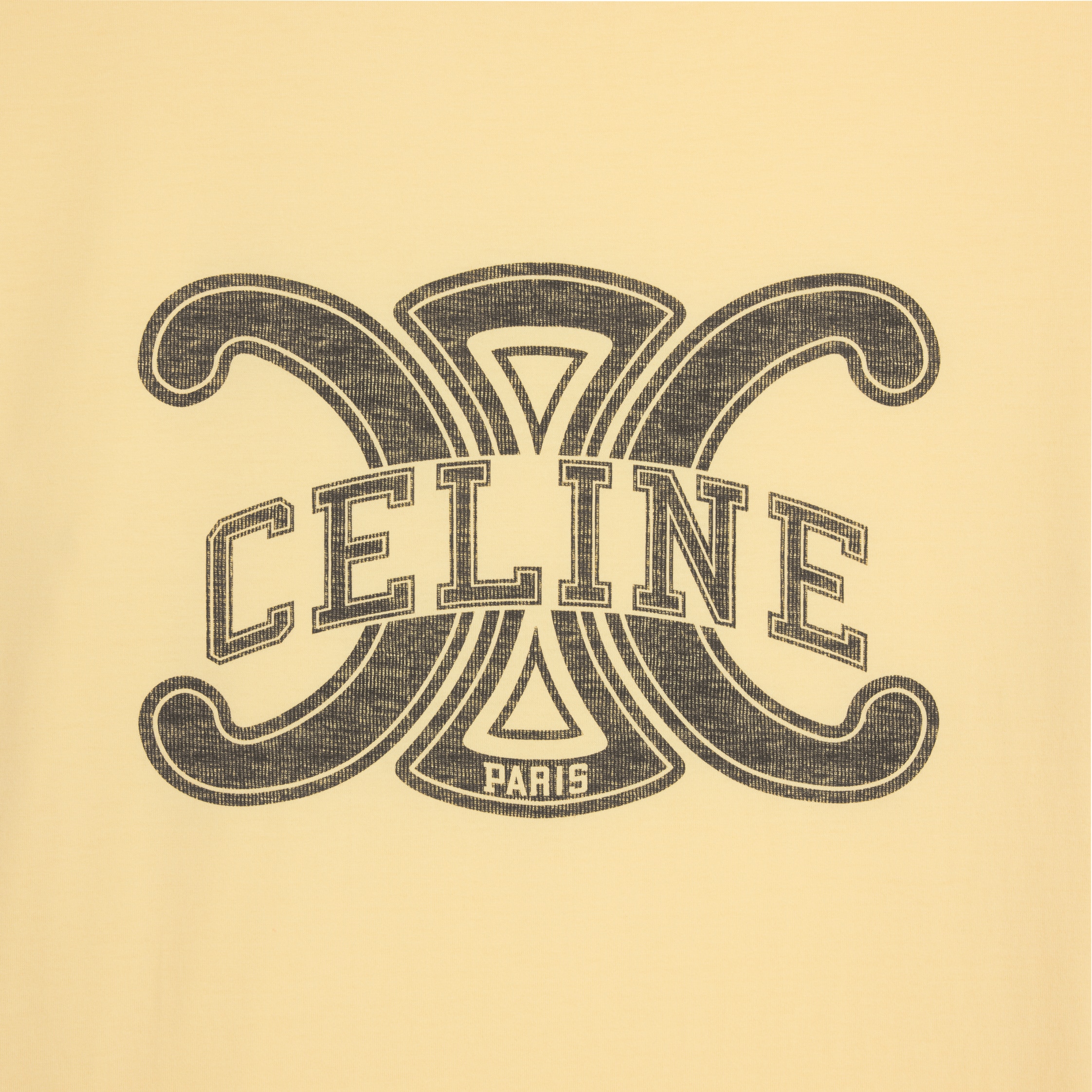 CELINE PARIS イエローストライプTシャツ CELINE セリーヌ 20SS Striped Flocke Logo Tee ストライプ
