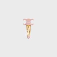 Celine Large Snap Hair Clip in Acetate and Steel - PASTEL PINK / GOLD - NEW - 1 | CELINE