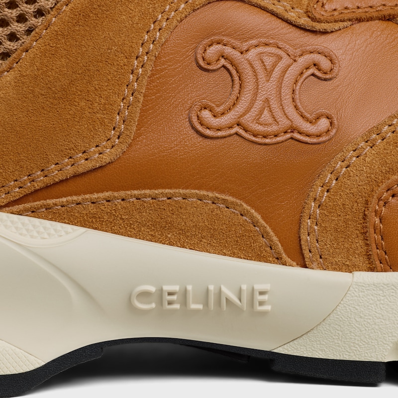 RUNNER SNEAKER IN CALFSKIN, SUEDE CALFSKIN AND MESH - SAHARA -  - 1 | CELINE