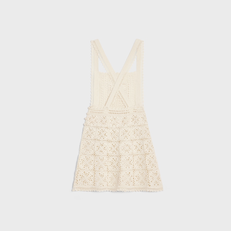 minivestido triomphe de crochet de algodón - Blanco crudo -  - 1 | CELINE