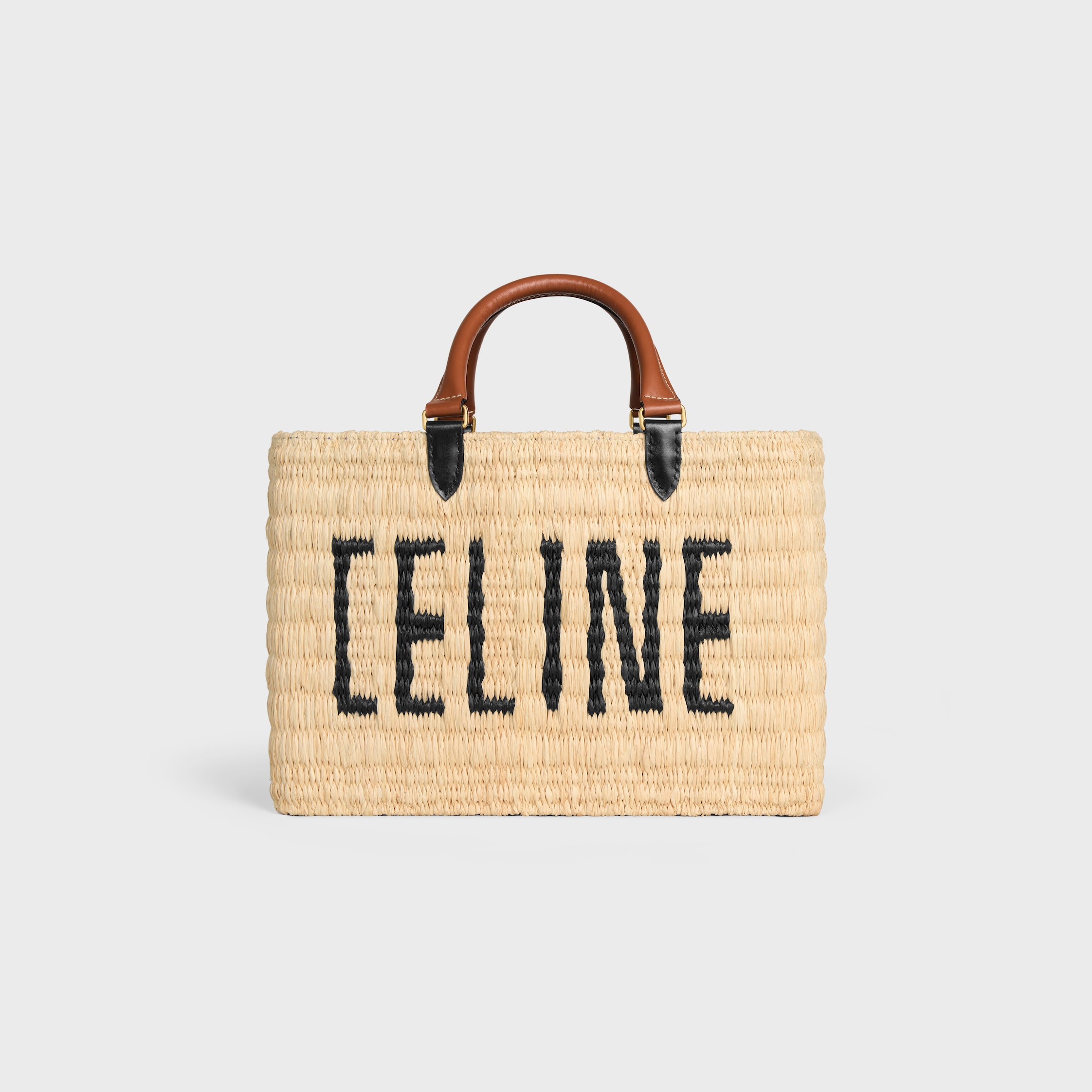 【値下げ】CELINE セリーヌ ミニパニエ　ラフィア&カーフスキン CELINE PARIS パニエ / ラフィア＆カーフスキン - ナチュラル / タン