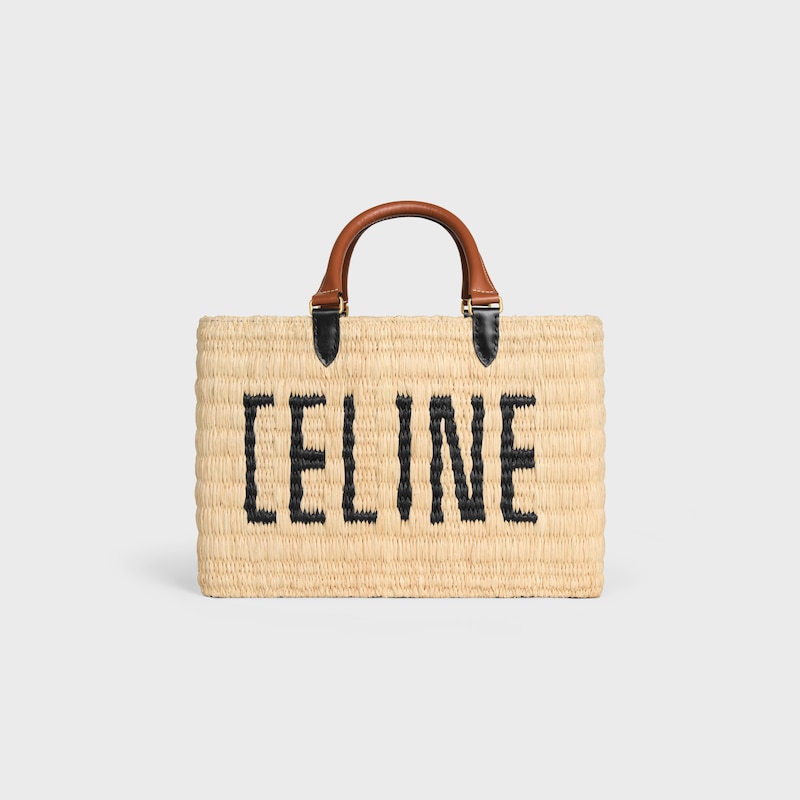 CELINE PARIS PANIER  IN RAFFIA AND CALFSKIN - NATURAL / TAN - CLASSIC PANIER - 1 | CELINE