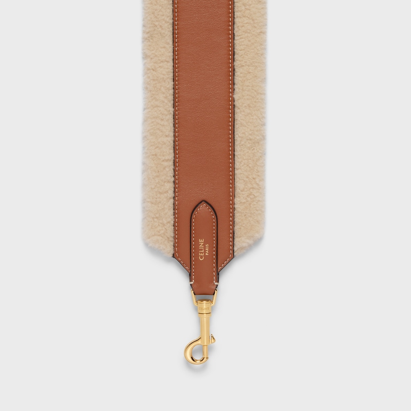 long strap in Shearling and calfskin - NATURAL / TAN - CHARMS AND ACCESSORIES - 1 | CELINE