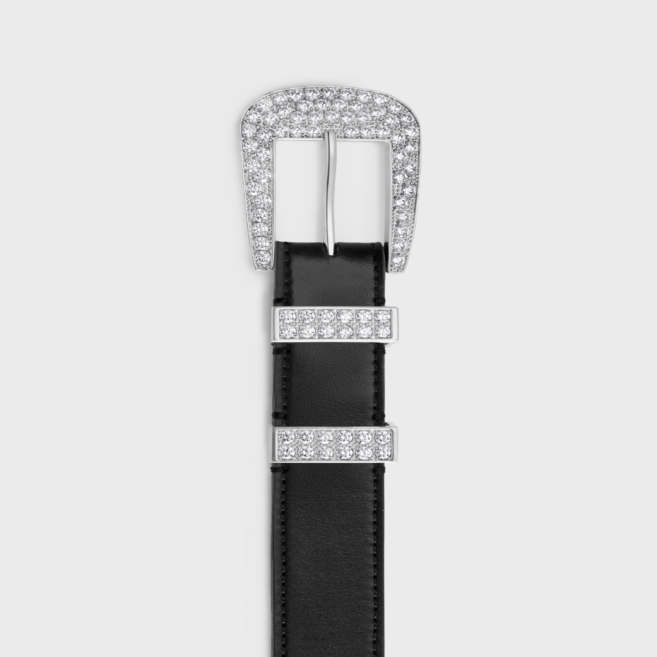 MEDIUM MARCO BELT WITH STRASS IN VINTAGE CALFSKIN - BLACK