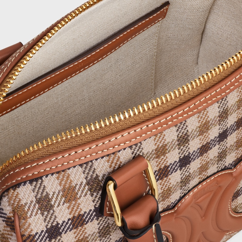 格紋織物及牛皮革小號波士頓包 - 拼色 - 斜挎包 - 1 | CELINE