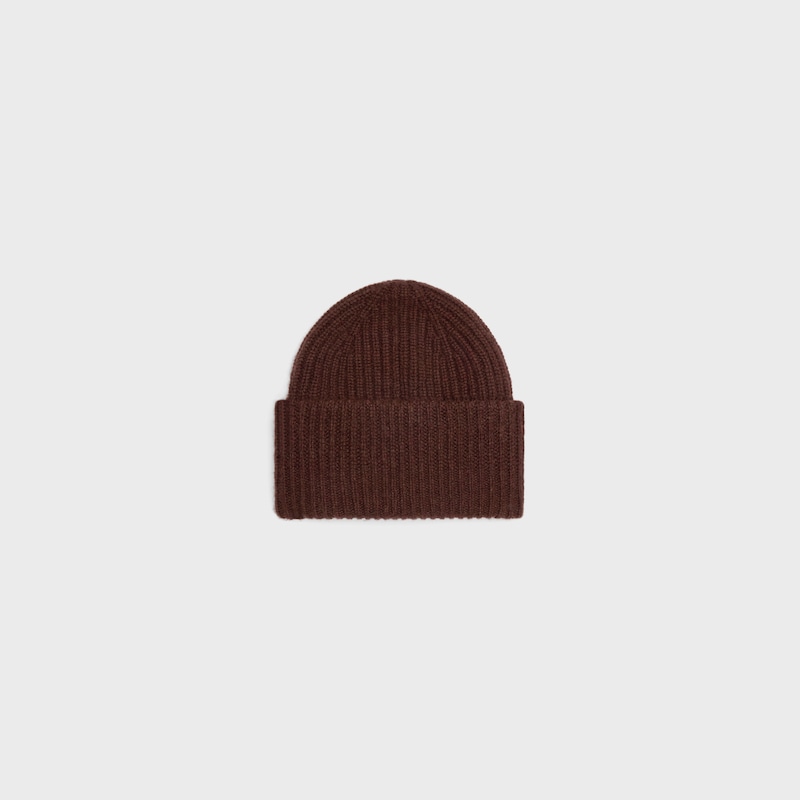 triomphe beanie IN SEAMLESS CASHMERE - BROWN -  - 1 | CELINE