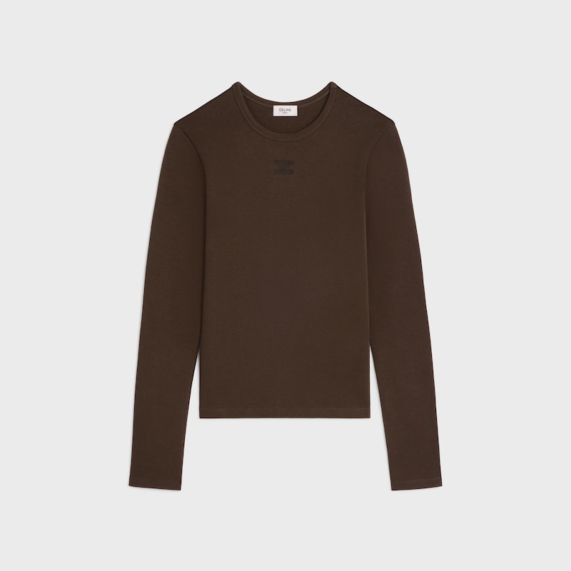 triomphe t-shirt IN ribbed cotton jersey - BROWN -  - 1 | CELINE