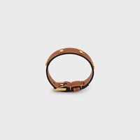 Les Cuirs Celine Bracelet in Calfskin and Brass with Gold Finish - GOLD / TAN -  - 1 | CELINE