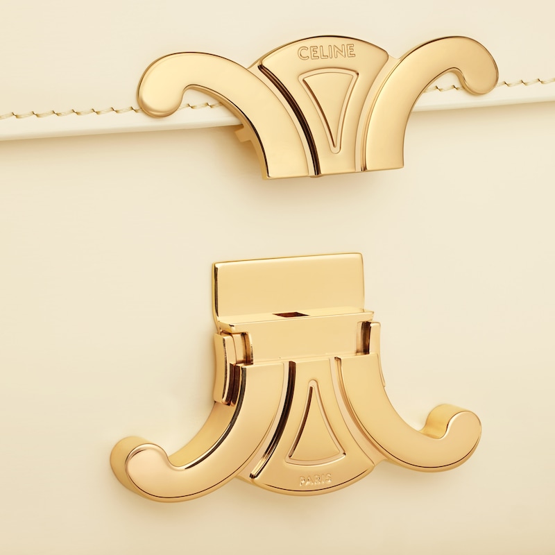 Teen Triomphe Bag in shiny calfskin - SOFT YELLOW - SHOULDER BAGS - 1 | CELINE