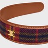 Celine Tartan Headband in Calfskin, Wool and Brass with Gold Finish - MULTICOLOR/GOLD - HAIR ACCESSORIES - 3 | CELINE
