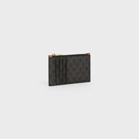 Zipped compact card holder IN Triomphe Canvas and Lambskin - Tan - SMALL GIFTS - 1 | CELINE
