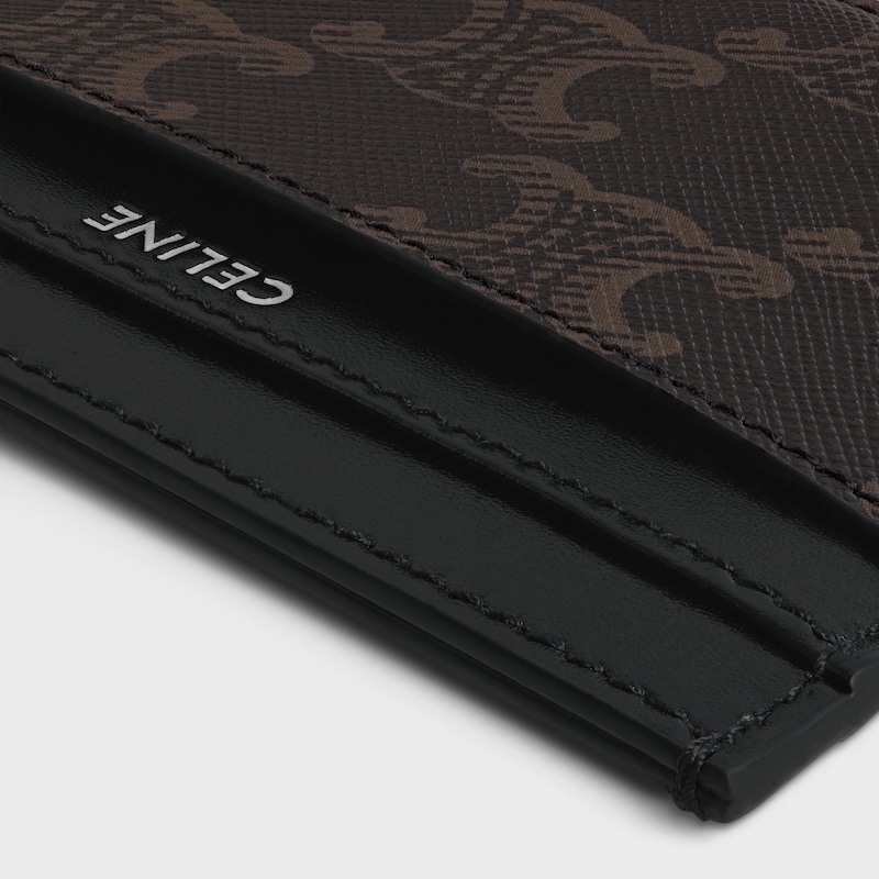 標誌印花及牛皮革卡包 - 黑色 - TRIOMPHE CANVAS標誌印花 - 1 | CELINE