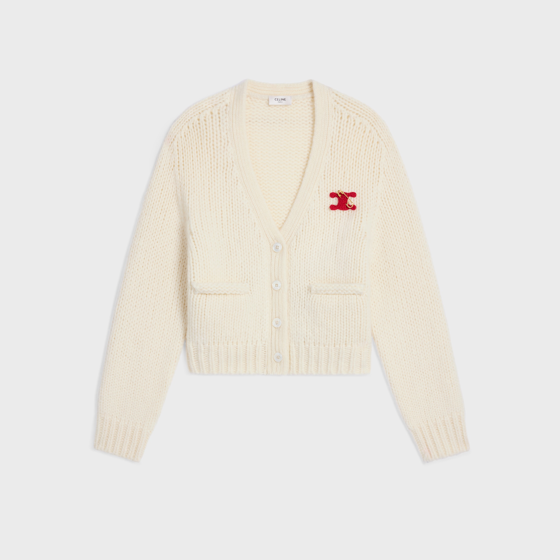 CÉLINE ベージュ ニットカーディガン/38サイズ/ビンテージ/カシミヤ 中古・古着通販】CELINE (セリーヌ) トリオンフカシミヤ