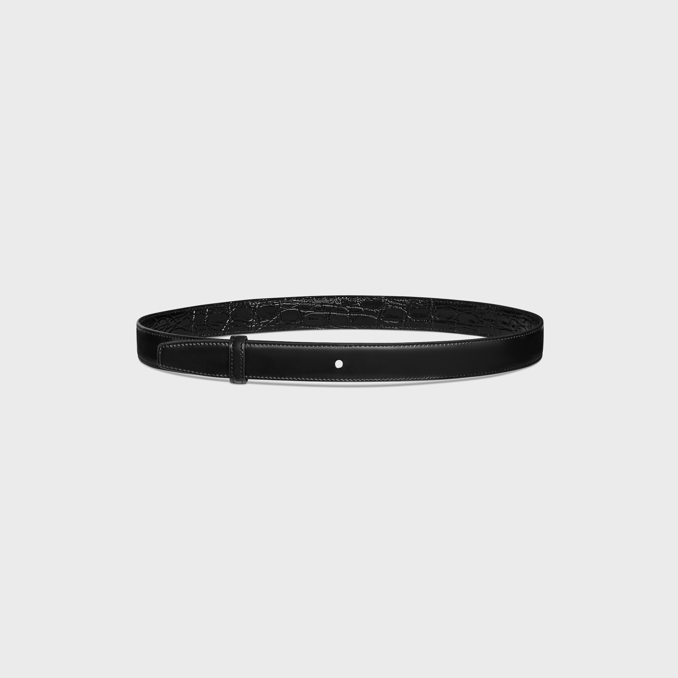 セリーヌ　黒 クロコダイルベルト 105 CELINE(セリーヌ) クロコダイル型押しレザーベルトBC-01 18MM BC