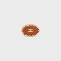 Celine Raffia Hair Clip in Calfskin, Viscose and Brass with Gold Finish - Tan / Natural / Gold - NEW - 1 | CELINE
