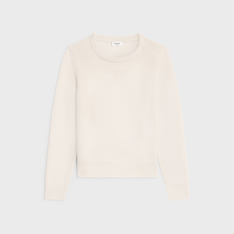 Crew neck sweater in heritage cashmere - OFF WHITE -  - 1 | CELINE