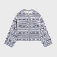 CHAQUETA CÁRDIGAN BAJA DE LANA DE ALGODÓN - Marfil/Náutico -  - 1 | CELINE