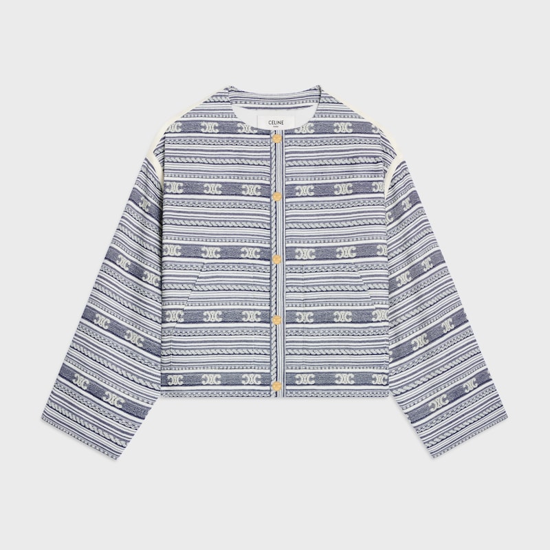 baja cardigan jacket IN COTTON WOOL - IVOIRE/MARINE -  - 1 | CELINE