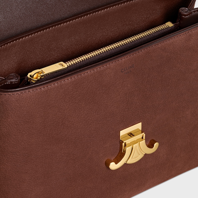 MEDIUM NINO BAG IN GRAINED NUBUCK CALFSKIN - CHESTNUT - TOP-HANDLE BAGS - 1 | CELINE