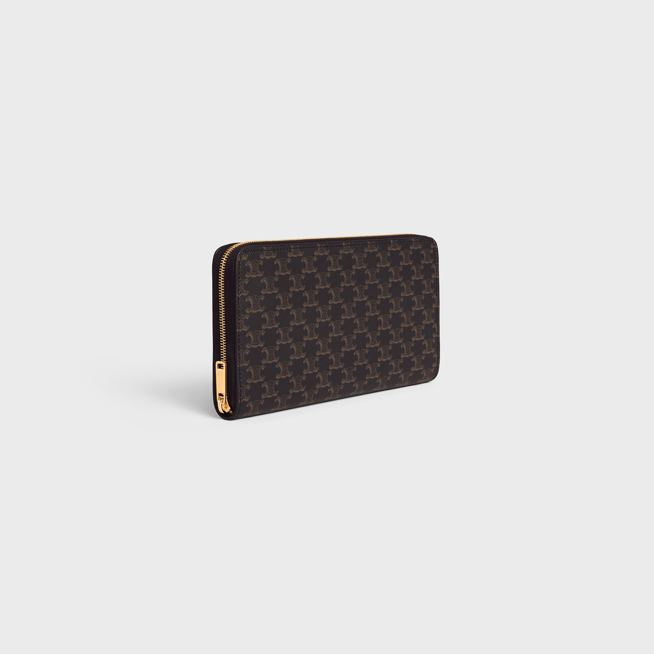 小物 CELINE large zipped wallet Large zipped wallet IN Grained Calfskin - Black | CELINE