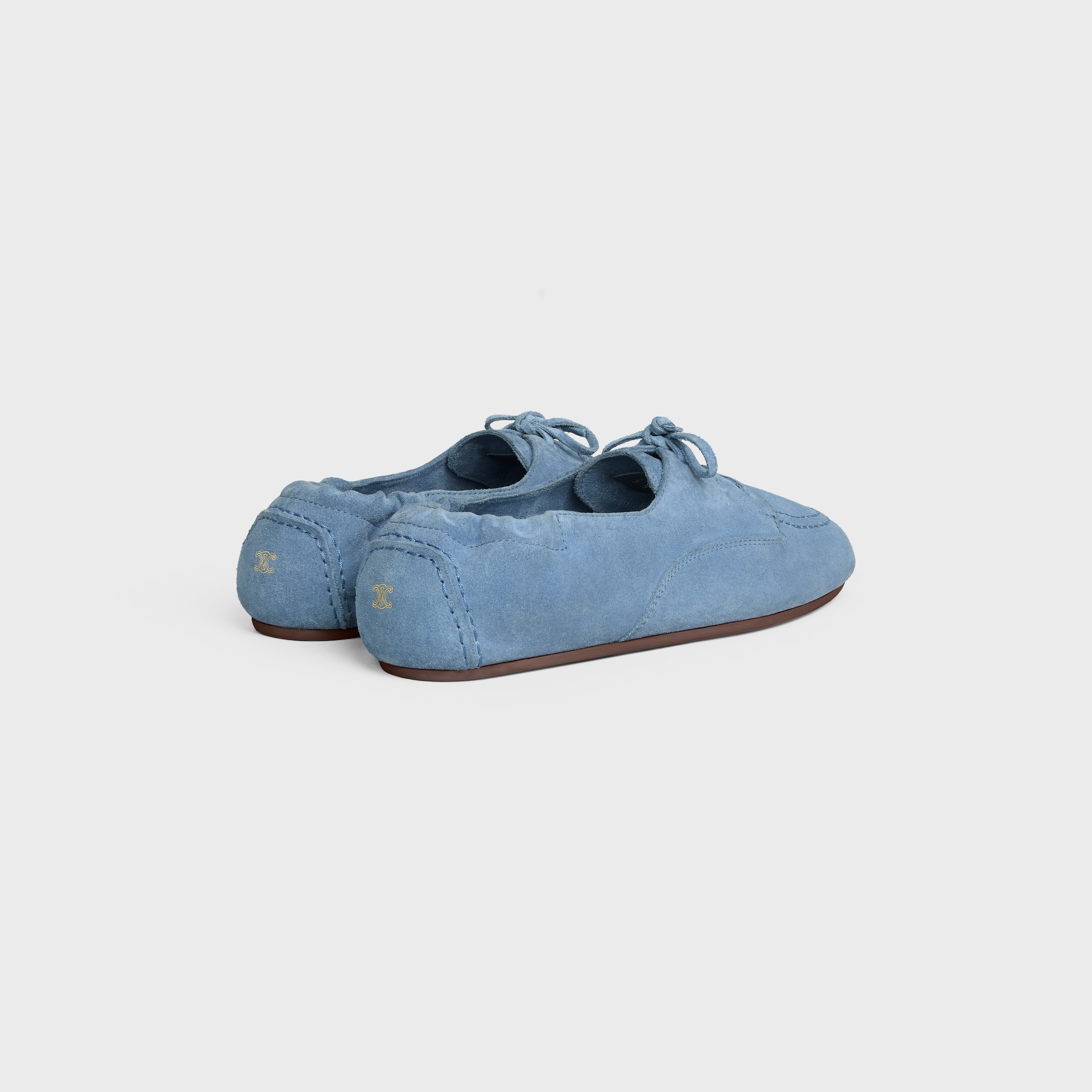 ADAM LACE-UP LOAFER IN SUEDE CALFSKIN - DUSTY BLUE | CELINE