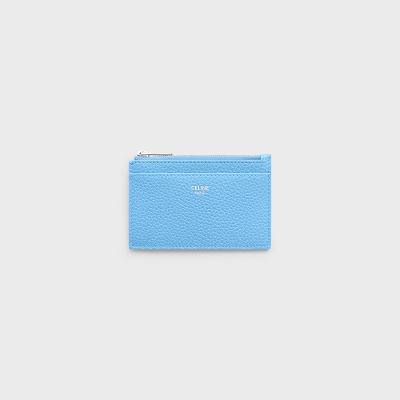 Zipped Card Holder IN GRAINED CALFSKIN - SKY BLUE - NEW - 1 | CELINE