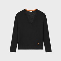 pull col V cachemire - BLACK/ORANGE -  - 1 | CELINE