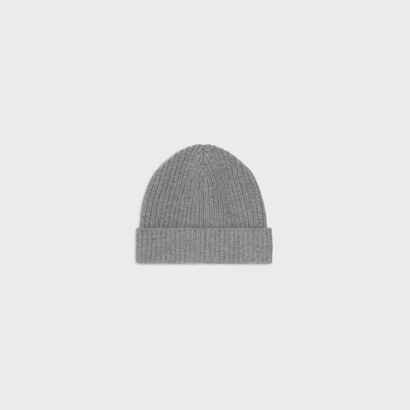 triomphe beanie in scottish cashmere - MEDIUM GREY -  - 1 | CELINE