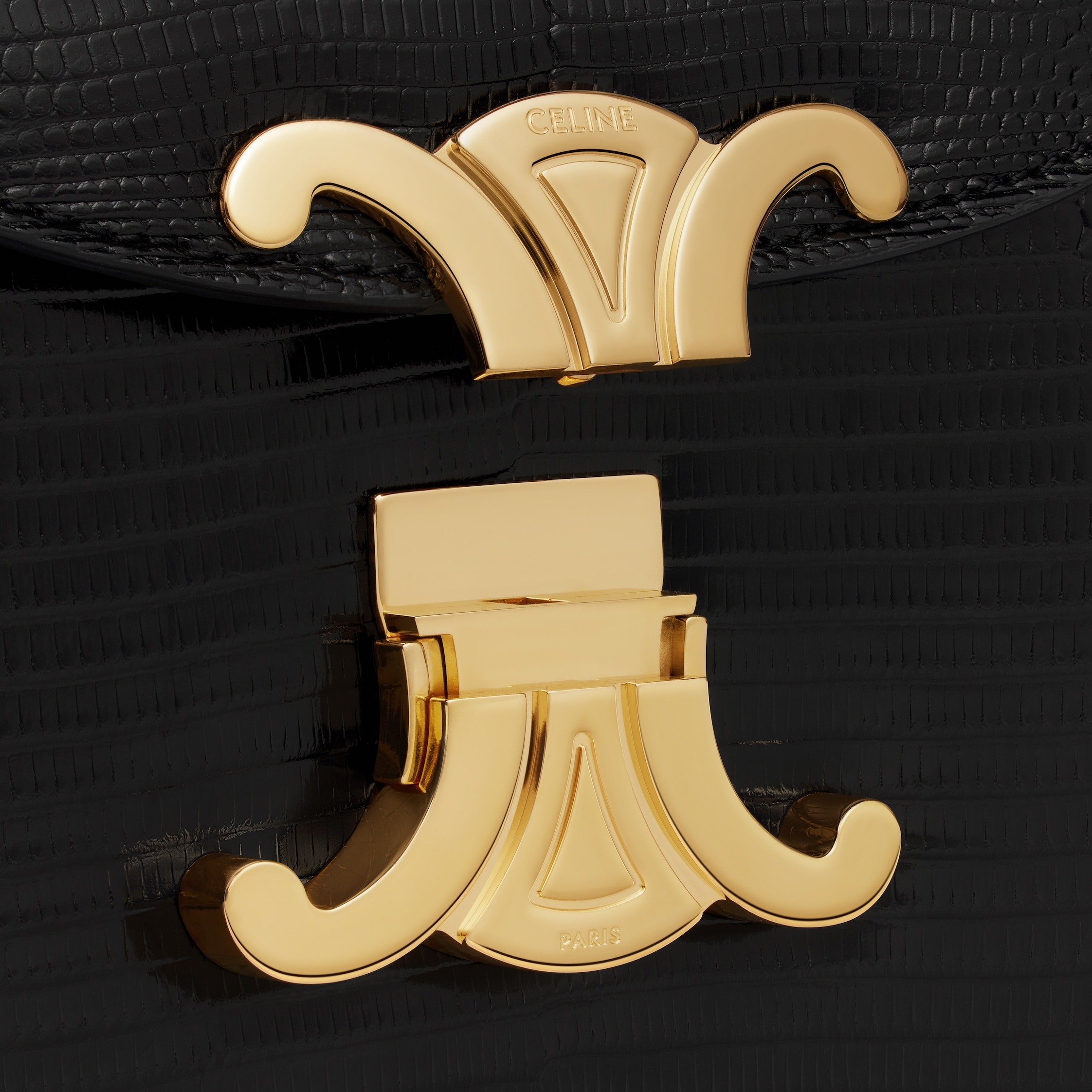 CHAIN BESACE CLEA IN LIZARD - BLACK | CELINE