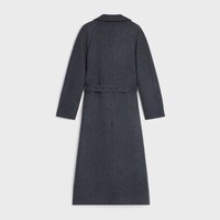 wrapped coat IN double-face wool cashmere - ANTHRACITE MELANGE -  - 2 | CELINE