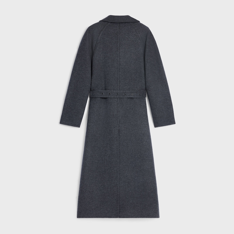 wrapped coat IN double-face wool cashmere - ANTHRACITE MELANGE -  - 1 | CELINE