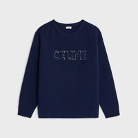 celine oversized crew neck sweater in wool - NAVY/NAVY -  - 1 | CELINE