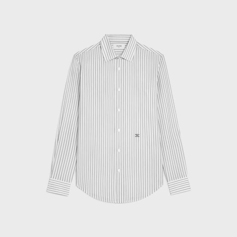 CLASSIC SHIRT IN striped cotton - BLANC/NOIR -  - 1 | CELINE