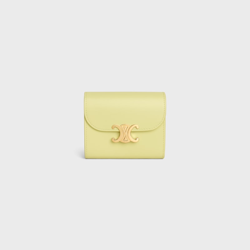 Small Flap Wallet TRIOMPHE IN Shiny calfskin - CITRUS - WALLETS - 1 | CELINE