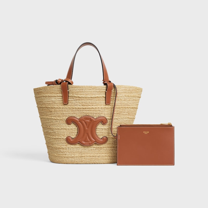 TEEN SUPPLE CELINE CLASSIC PANIER IN Raffia and calfskin - TAN - NEW COLLECTION - 1 | CELINE
