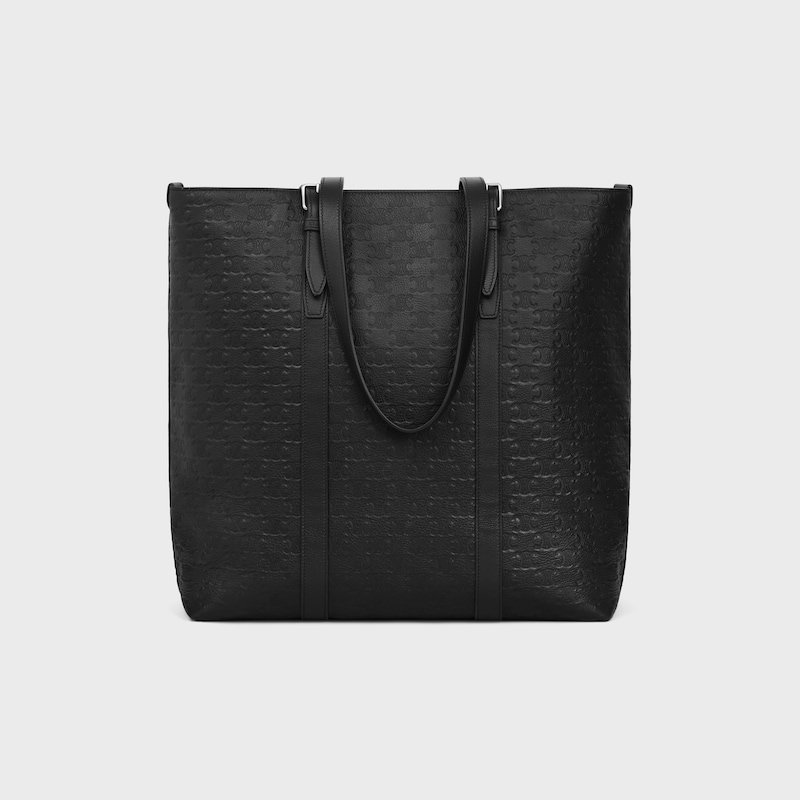 CABAS WITH BUCKLE in Calfskin with triomphe embossed - BLACK - CABAS - 1 | CELINE