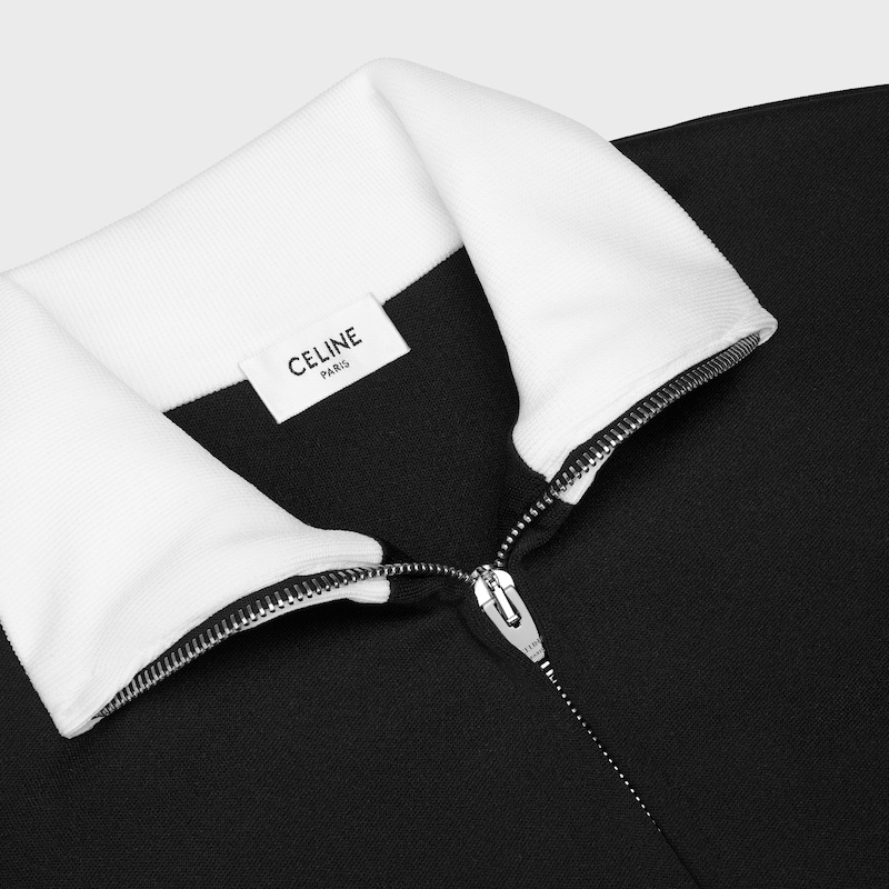 tracksuit jacket IN double face jersey - BLACK / WHITE -  - 1 | CELINE