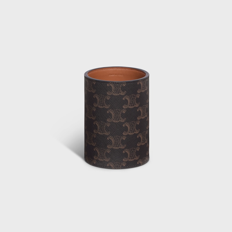 Pencil Holder in Triomphe Canvas - TAN - CELINE MAISON - 1 | CELINE