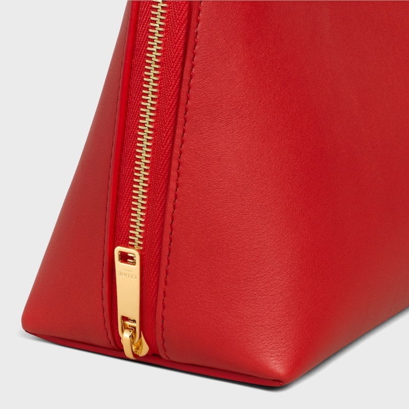 MEDIUM COSMETIC POUCH IN SMOOTH CALFSKIN - ULTRA RED / SYRAH - BEAUTY ACCESSORIES - 1 | CELINE
