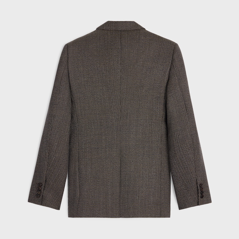 CHAQUETA CL&Aacute;SICA DE MICRO LANA DE PATA DE GALLO - GRIS/N&Aacute;UTICO -  - 1 | CELINE