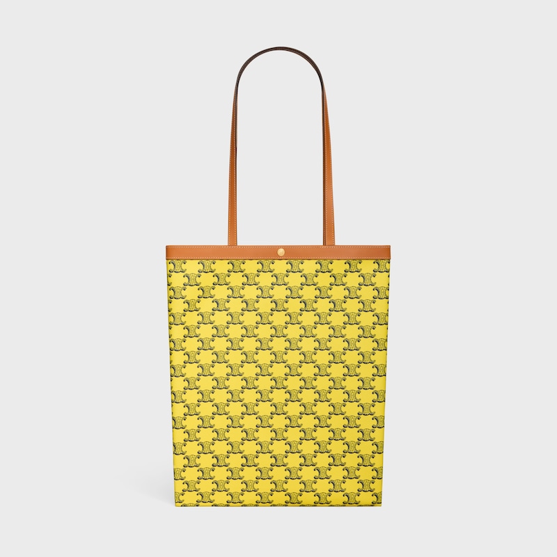 BOLSO SHOPPER MEDIANO CON SOLAPA DE LONA TRIOMPHE - AMARILLO / AZUL MARINO - BOLSOS DE HOMBRO - 1 | CELINE