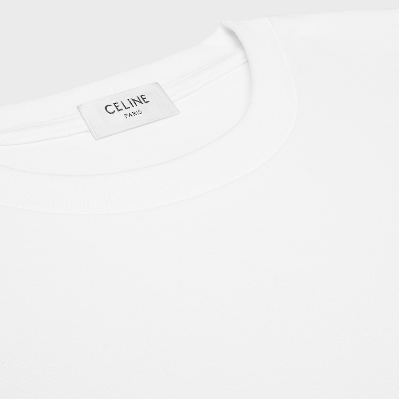 CAMISETA HOLGADA DE PUNTO DE ALGOD&Oacute;N - BLANCO CRUDO / ROJO CEREZA -  - 1 | CELINE