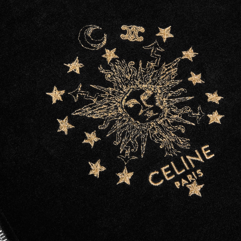 tracksuit jacket IN velvet jersey - Black / Gold -  - 1 | CELINE