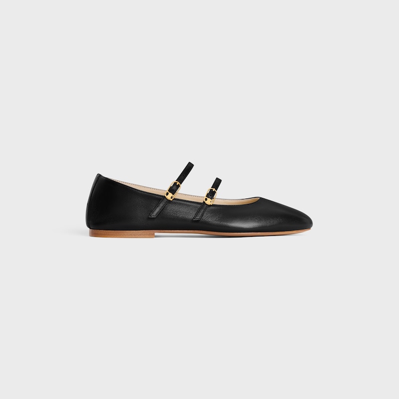 LES BALLERINES CELINE DOUBLE STRAP IN LAMBSKIN - BLACK -  - 1 | CELINE