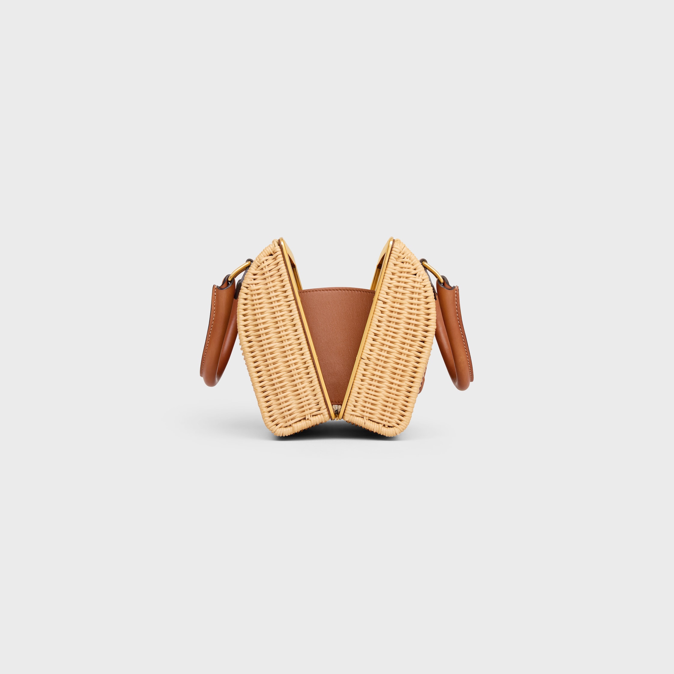 SMALL BOSTON cuir triomphe in WICKER AND CALFSKIN - NATURAL