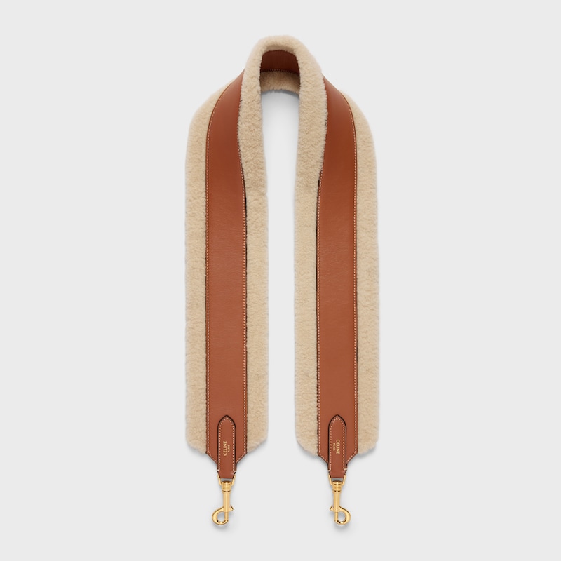 long strap in Shearling and calfskin - NATURAL / TAN - CHARMS AND ACCESSORIES - 1 | CELINE