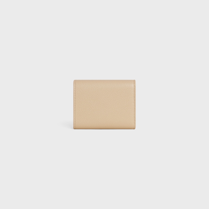 FINE WALLET TRIOMPHE STAMP IN GRAINED SUPPLE CALFSKIN - DEEP IVORY / SANDCASTLE - WALLETS - 1 | CELINE