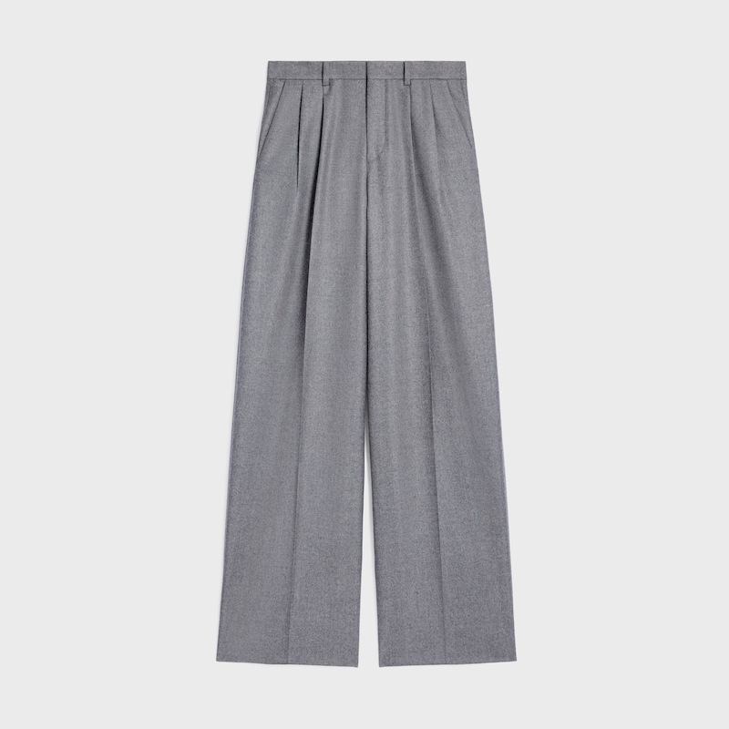 pleated trousers IN CASHMERE FLANNEL - GRIS MELANGE -  - 1 | CELINE