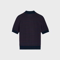 short-sleeved polo sweater IN fine cotton - NAVY / BURGUNDY -  - 2 | CELINE